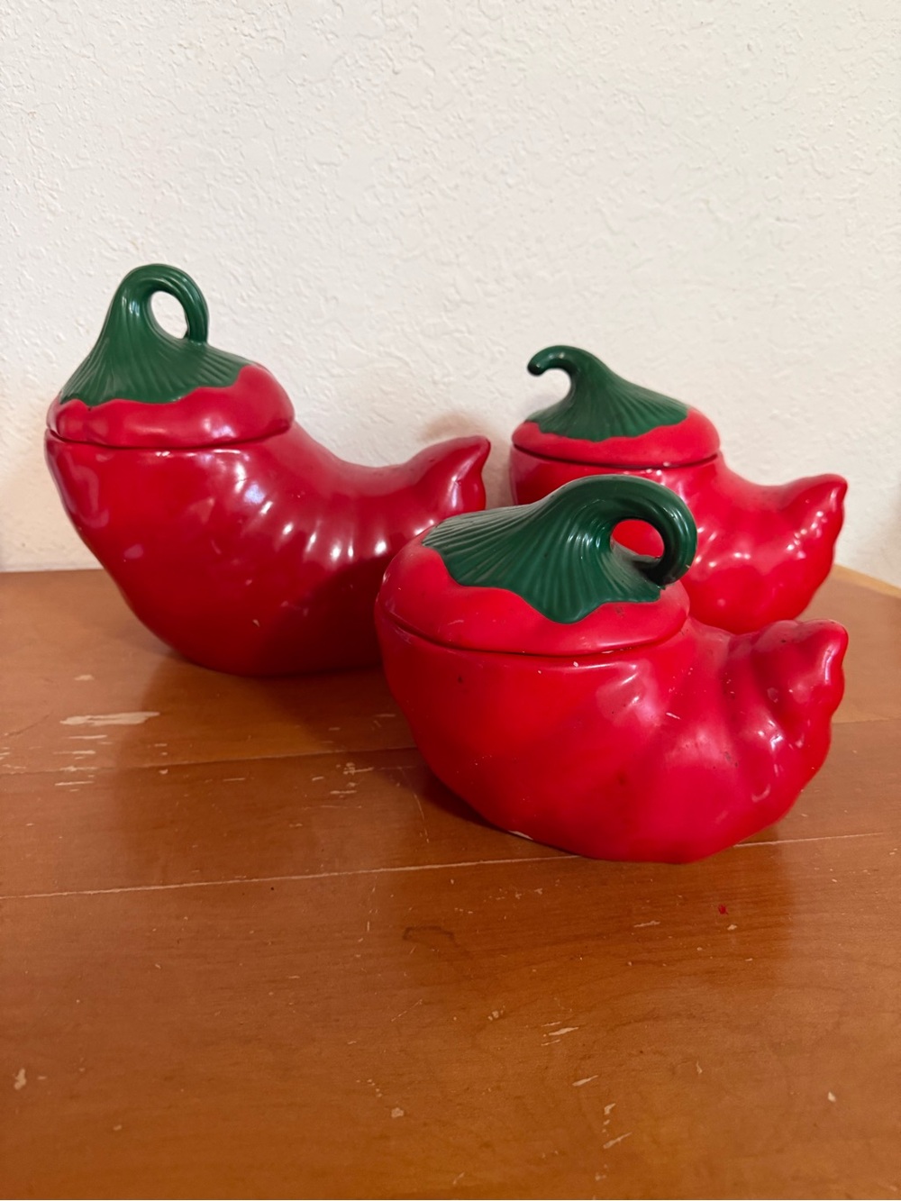 Red Chili Pepper Ceramic Canister Set